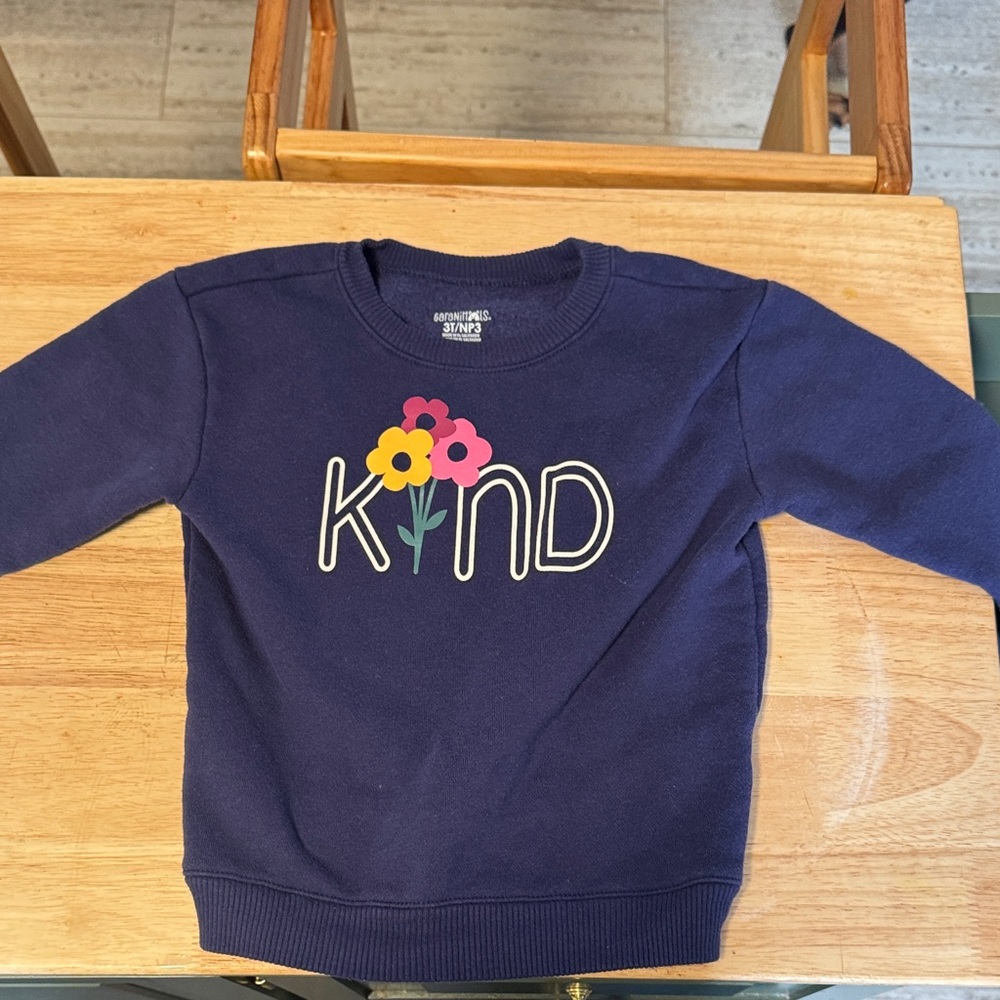 Garanimals Navy Sweatshirt with Floral 'Kind' Design 3T
